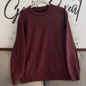 All Saints Men's Burgundy Crewneck Sweater